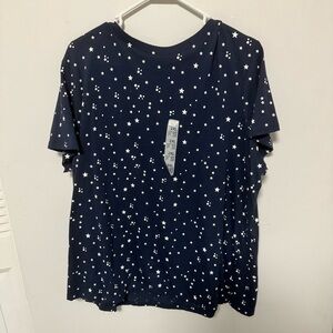 Primark Short Sleeve Womens Plus Size 2x Navy Star Short Sleeve Top